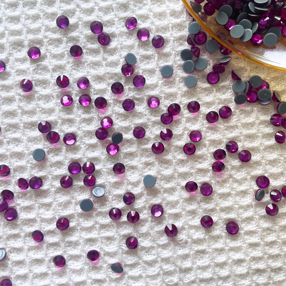 Fuchsia Hotfix Rhinestones Iron-On Transfer for T-Shirts & Apparel