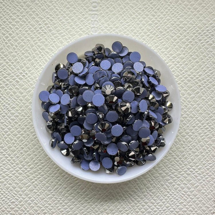Jet Hematite Hotfix Rhinestones | Dark Black Metallic Heat Fix Stones for Apparel & DIY Crafts