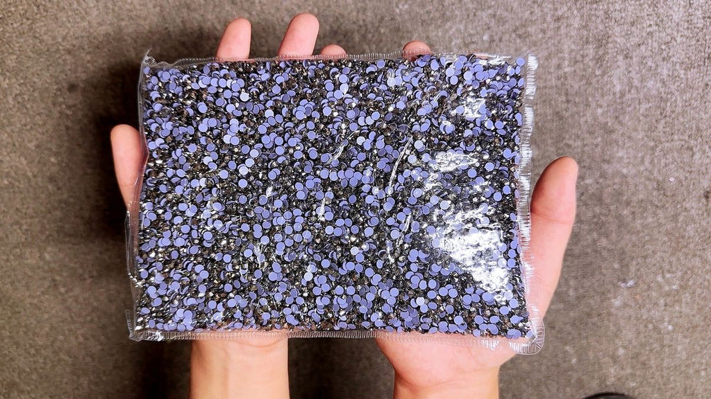 Crystal Hematite Hotfix Rhinestones | Dark Metallic Heat Fix Stones for Apparel & DIY Crafts
