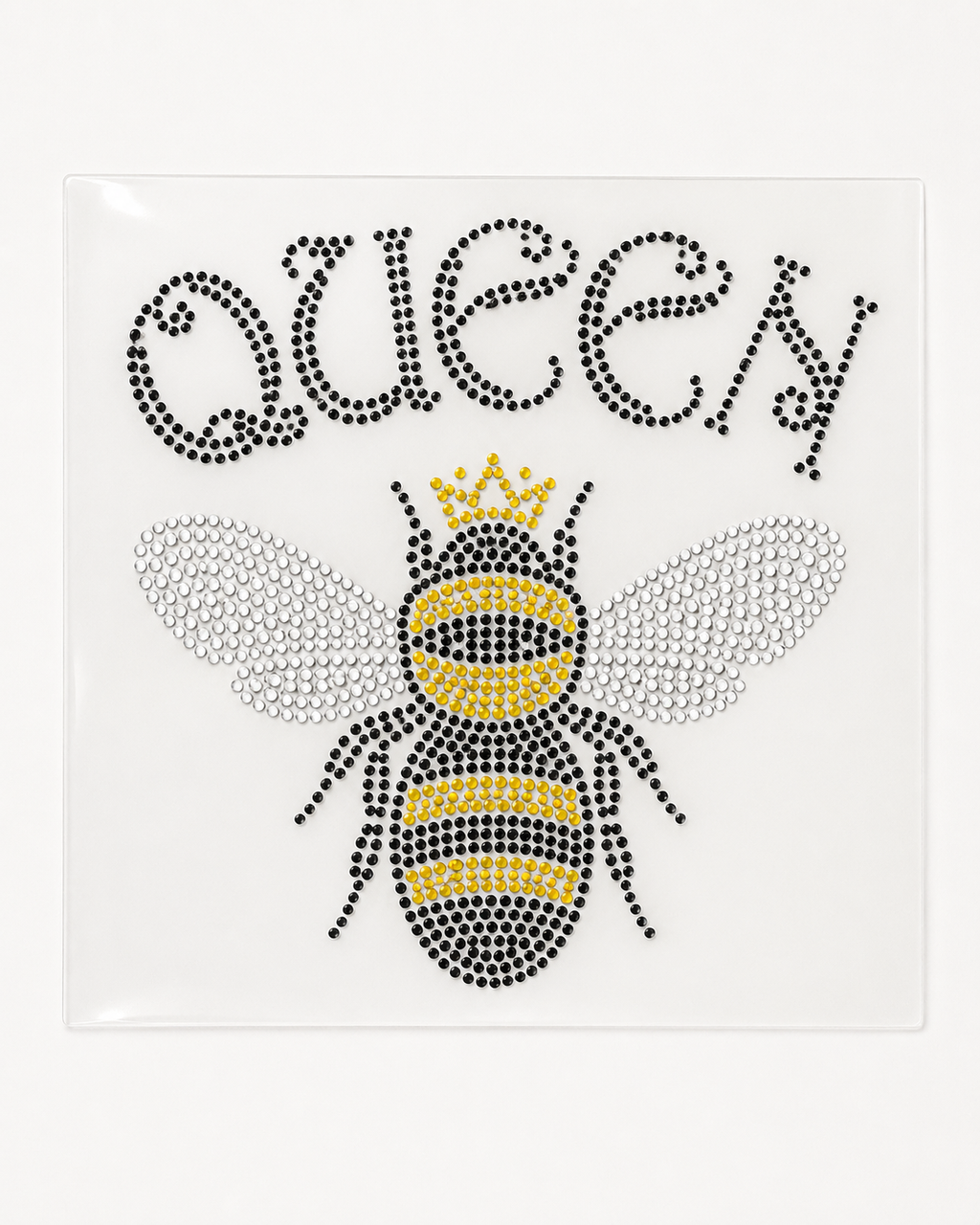 Queen Bee rhinestone sticker heat transfer design for T-shirts and fashion apparel