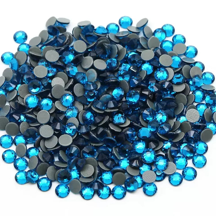 Aquamarine Hotfix Rhinestones Iron-On Transfer for T-Shirts & Apparel
