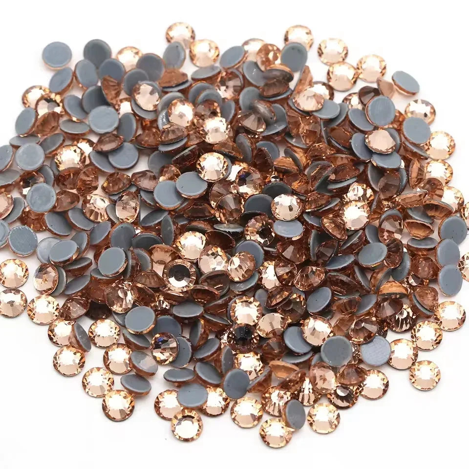 Lt.Peach Daimond Hotfix Rhinestones Iron on transfer